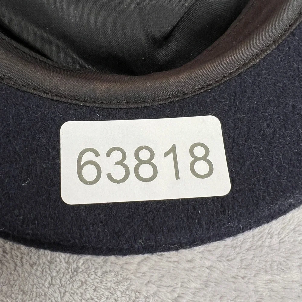 Vintage Wool Flat Cap Navy Blue Newsboy Ivy Driving Leather Strap USA Made Hat